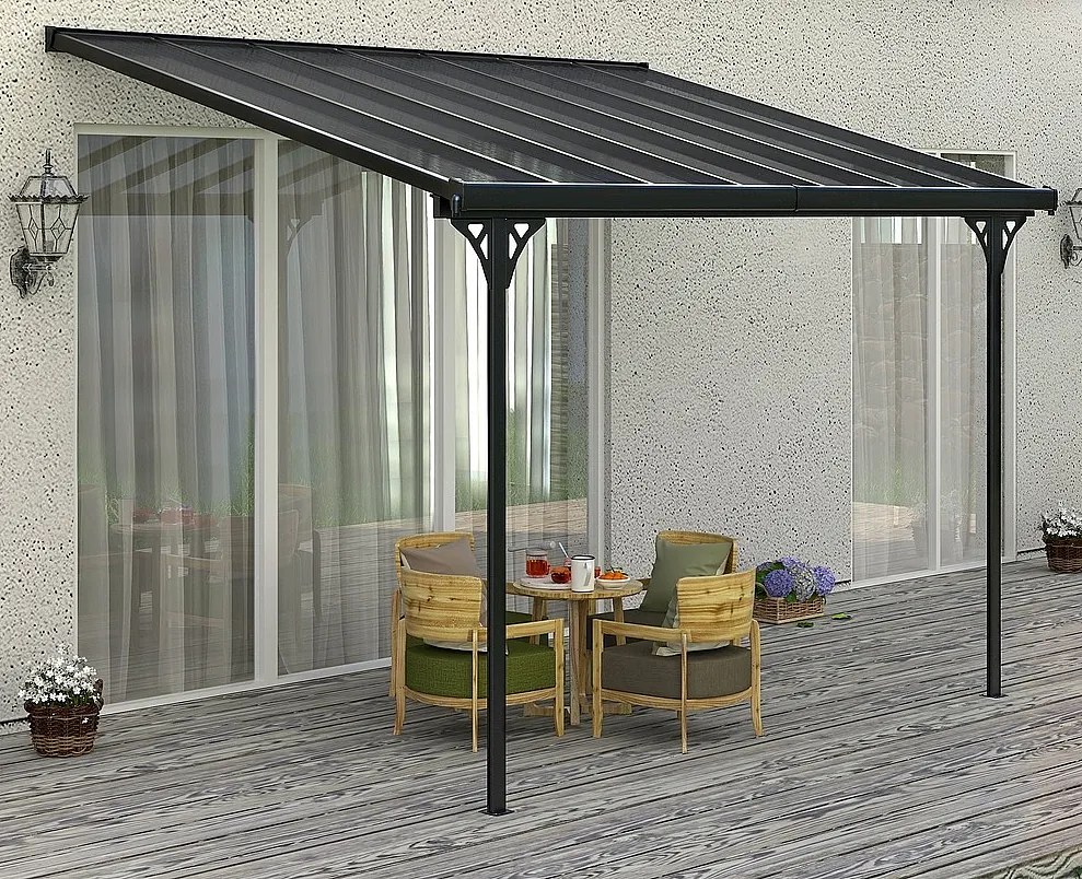 Pergola 436 x 305 cm (čierna šedý polykarbonát)