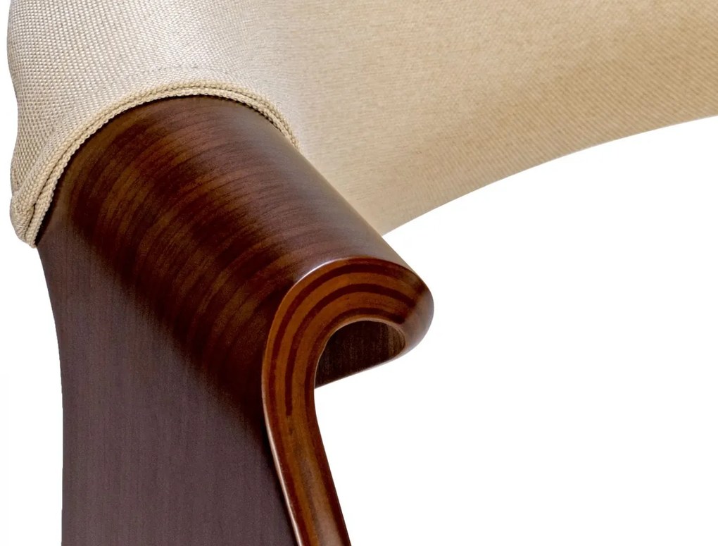 Stolička Foley - látka, drevené nohy orech - Krémová