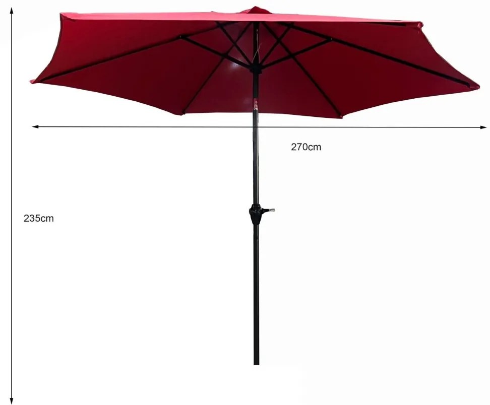 Záhradný slnečník ORIENT 270 cm červený