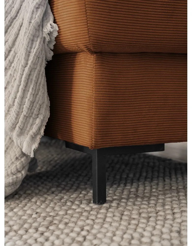 Oranžovohnedá menčestrová rozkladacia rohová pohovka (pravý roh) Lofty Lilly – Miuform