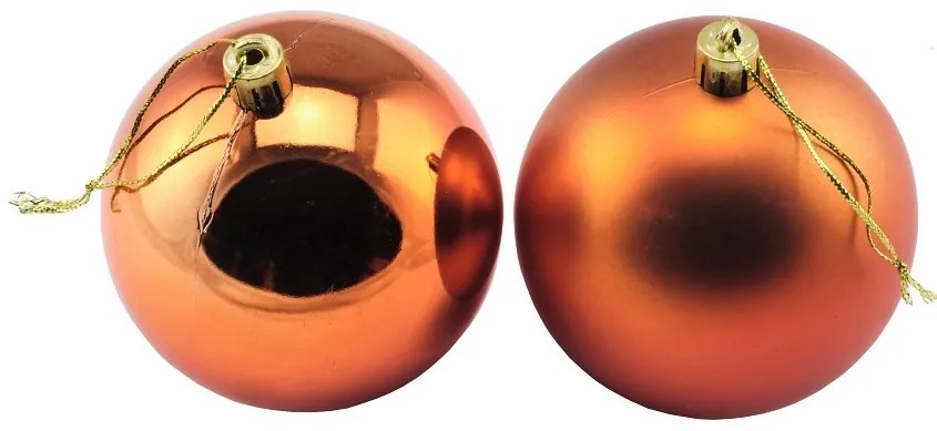 DECOLED Plastové koule, prům. 8 cm, měděná, 12x lesklá, 12x matná