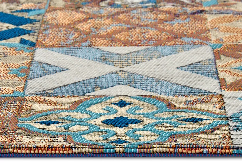 Hanse Home Collection koberce Behúň Cappuccino 105880 Mosaik Blue Multicolored - 75x150 cm