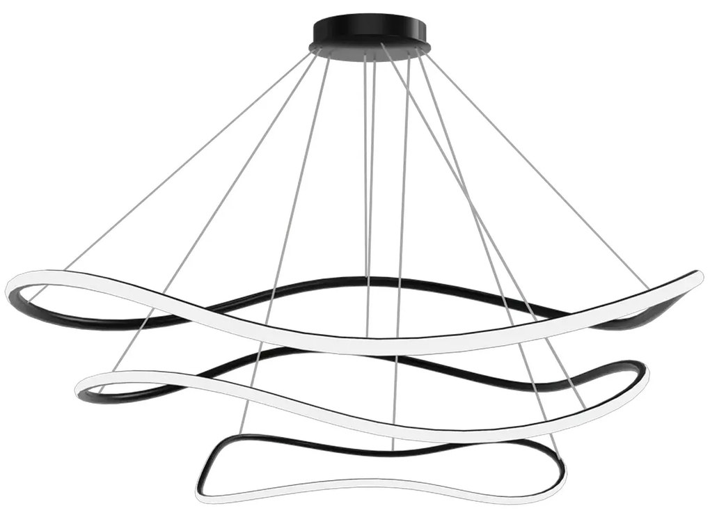 Toolight Toolight, LED závesná lampa 40/60/80cm, 82W, 3000K, LHJ016-CP3, čierna matná, OSW-50006