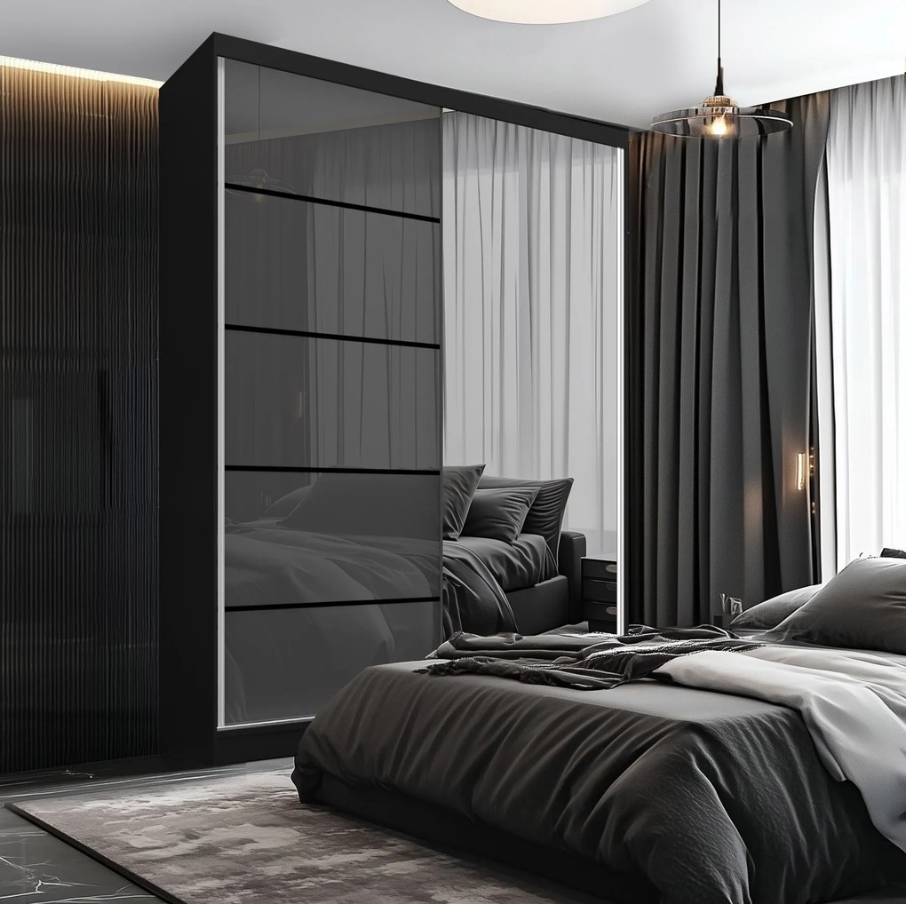 Šatníková skriňa SERENITY 133 cm šedý lesk MGB SERENITY SZP6/0/B/S/0/HIAL