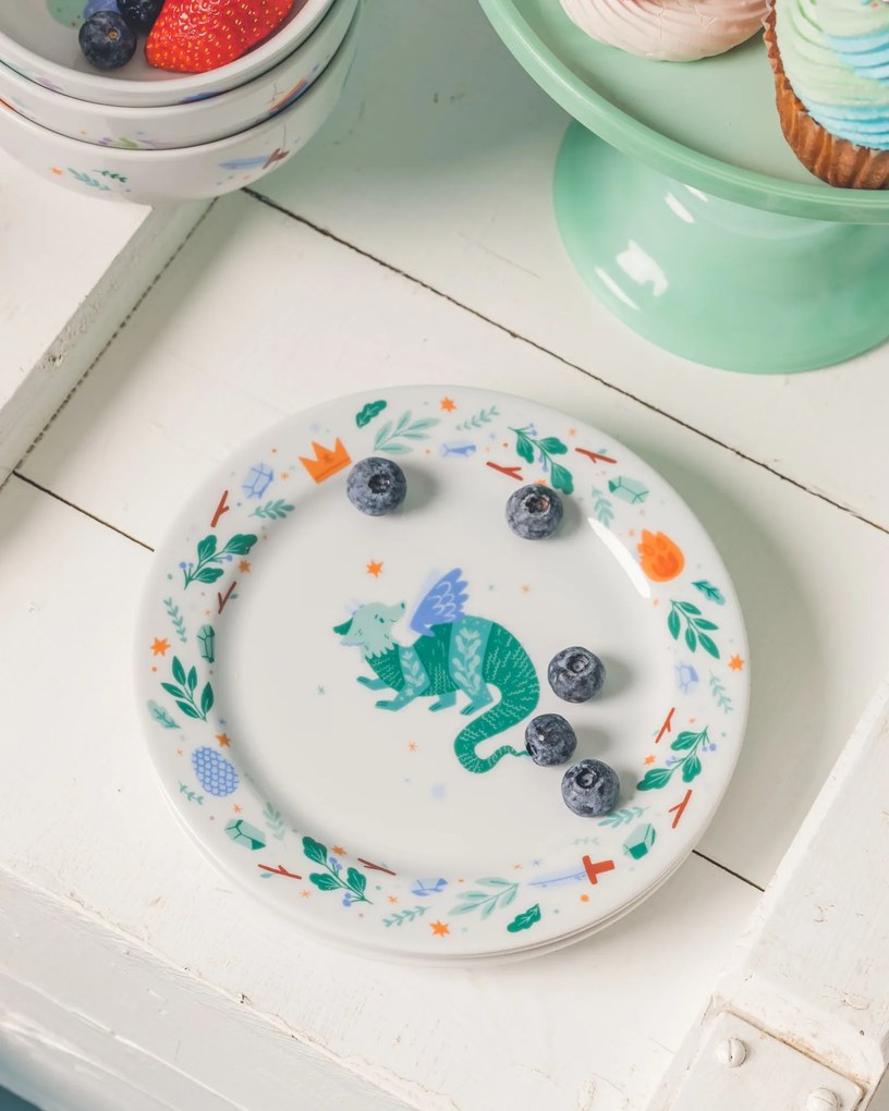 Bella Rose Detský porcelánový tanier Drak Ø 19 cm