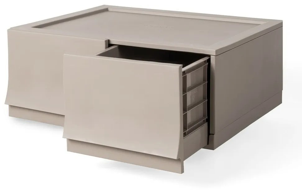 Modulárny úložný box Wave twin Wood bez koliesok 54,6 x 43,4 x 22 cm, široký - 2 zásuvky