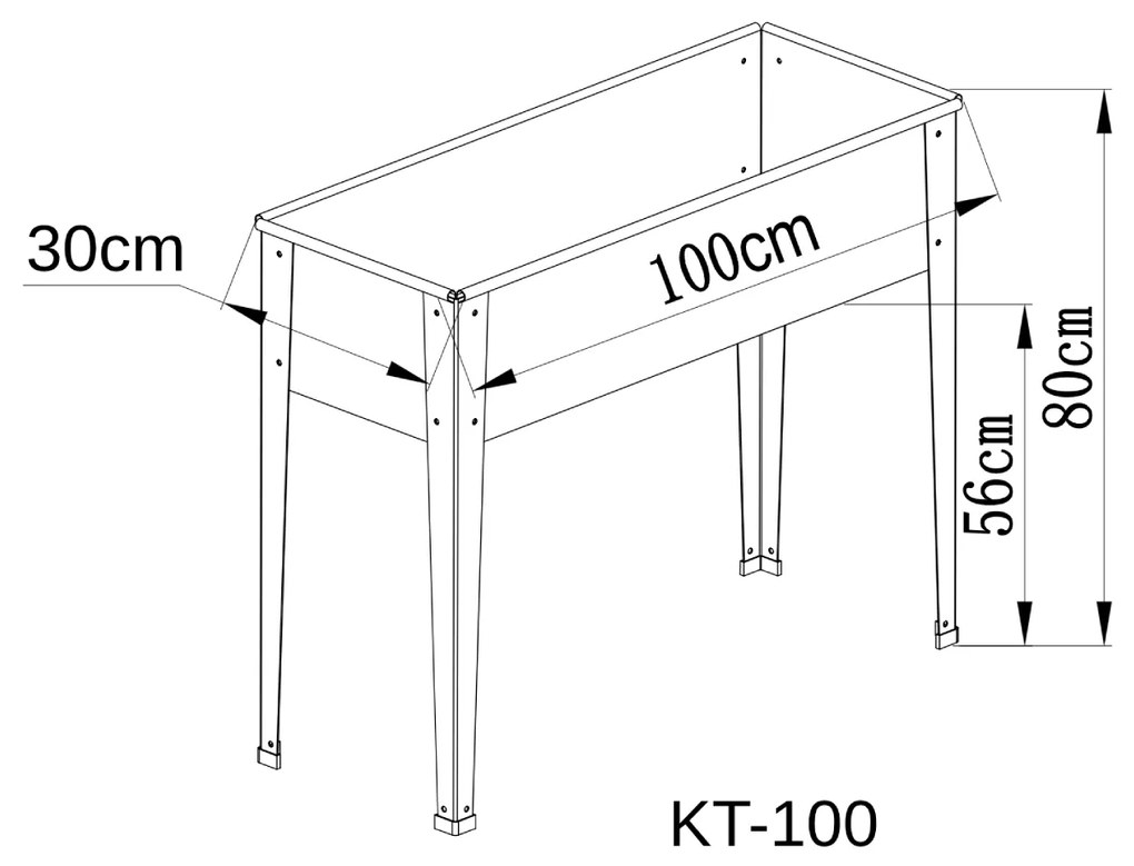 Vyvýšený záhradný záhon BestBerg KT-100 / 100 x 30 x 80 cm / sivá