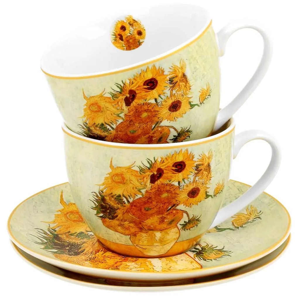 Porcelánová šálka s podšálkou Van Gogh Sunflowers 90 ml sada 2ks