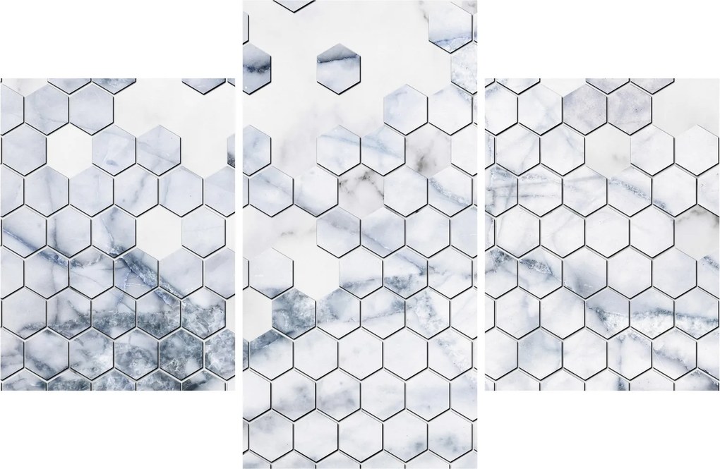 Obraz - Mramorované hexagóny (90x60 cm)