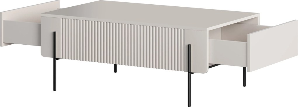 Kávový stolík Malmi 100 cm so zásuvkami - kasmír / čierne nohy
