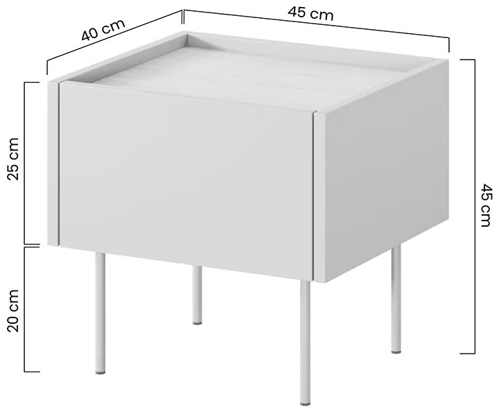 Nočný stolík so zásuvkou Desin 45 cm - olivový / dub nagano