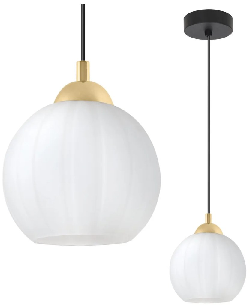 Závesné svietidlo Costa, 1x biele sklenené tienidlo, b/g