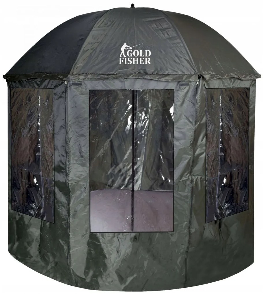 Rybársky dáždnik s plachtou JUKON 195 cm tmavozelený