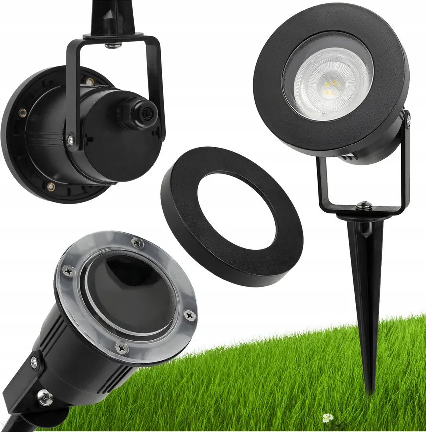 BERGE LED záhradná lampa - vstavaný reflektor GU10 - IP65 - čierna