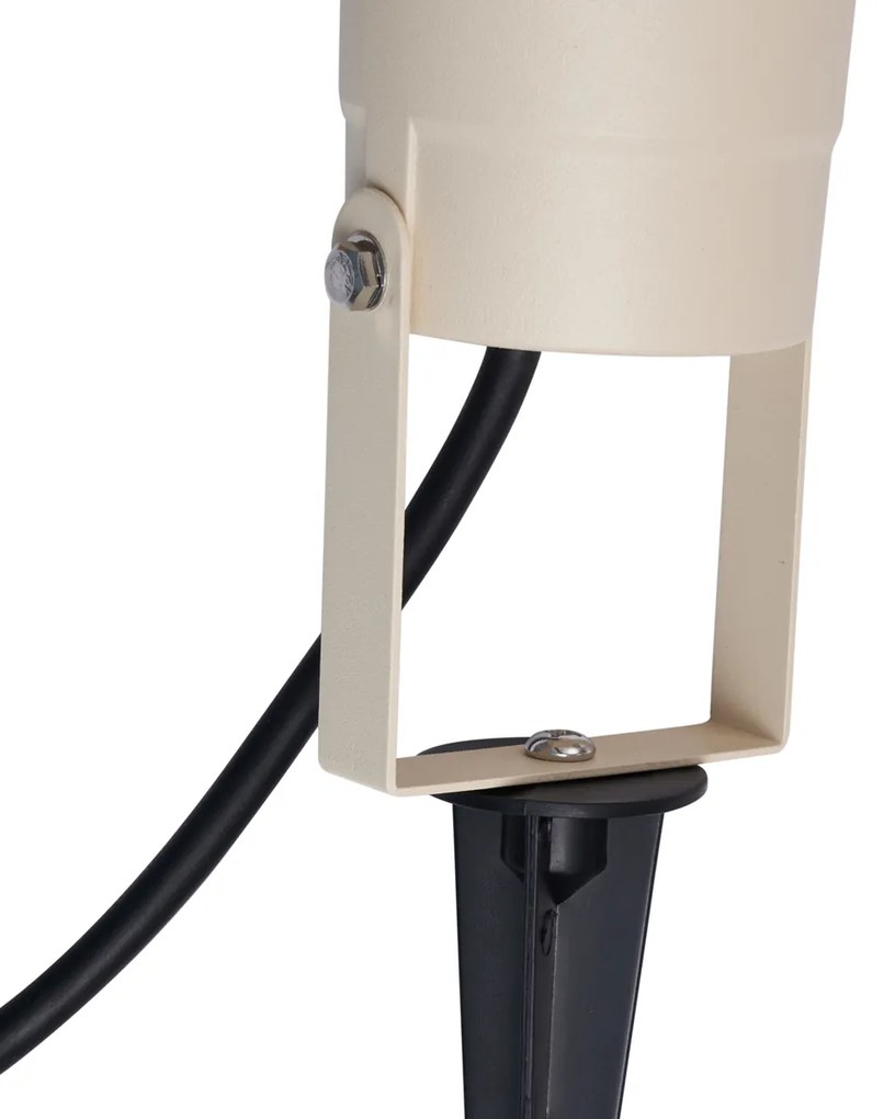 Bodové svietidlo so zemným hrotom béžové GU10 50 mm nastaviteľné IP65 vrátane kábla a zástrčky - Basic