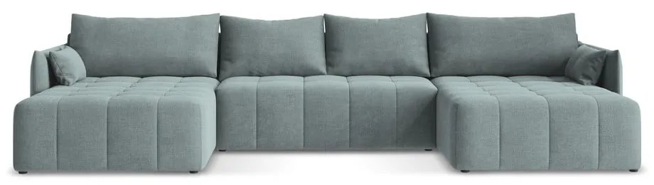 Modrá rozkladacia/s úložným priestorom rohová pohovka (do tvaru "U") Moku – Makamii