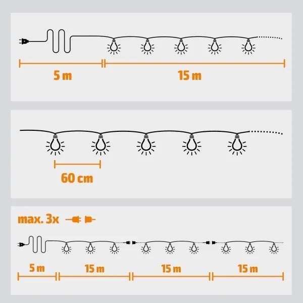 Brilagi - LED vonkajšia dekoratívna GIRLANDA 25xE12 20m IP44 studená biela