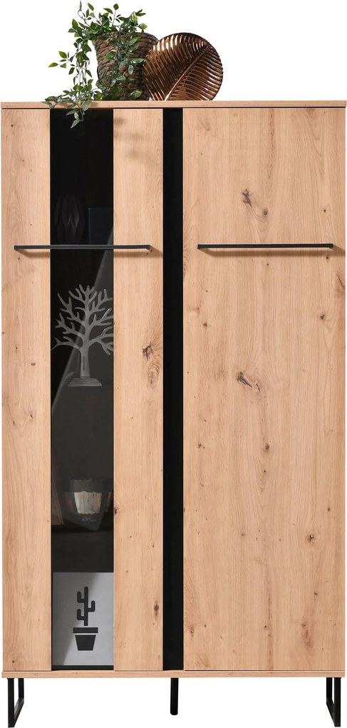 XXXLutz KOMODA, čierna, farba duba, 84,5/153,5/35 cm Xora - Komody - 000834005705