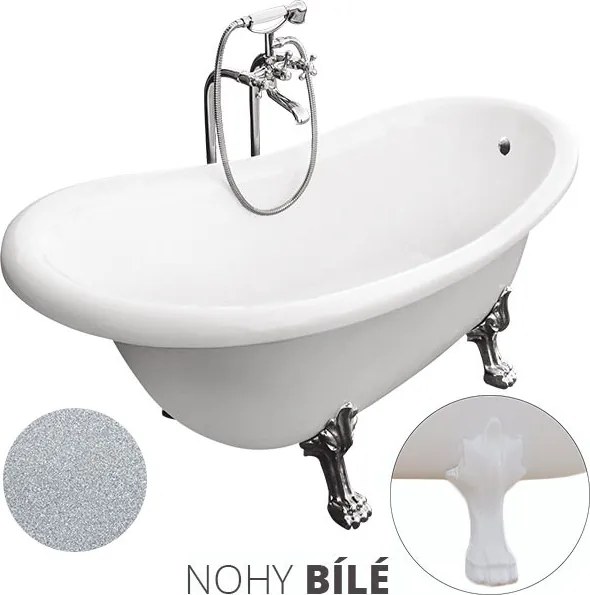 Besco Akrylátová voľne stojaca vaňa Otylia Glam S 160x77 (170x77) s prepadom BESCO-Typ výpuste: Click-Clack s prepadom, chróm, BESCO-Nôžky: Chróm, BE…