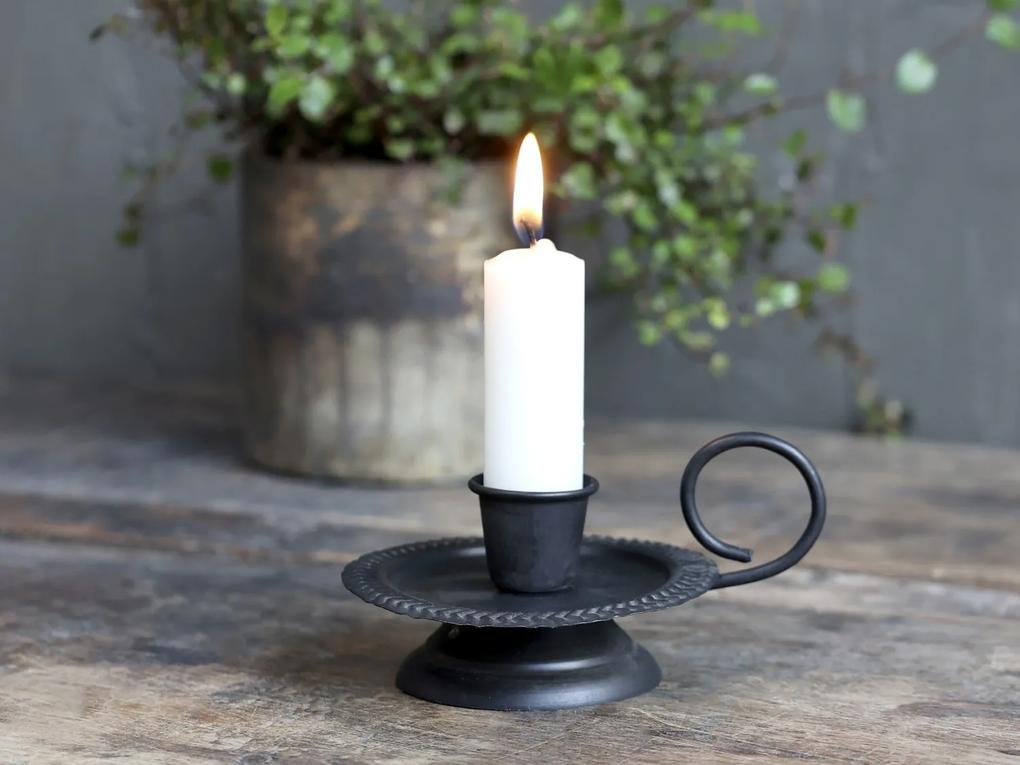 Čierny antik svietnik na úzku sviečku Ferrio - 10*8*5cm