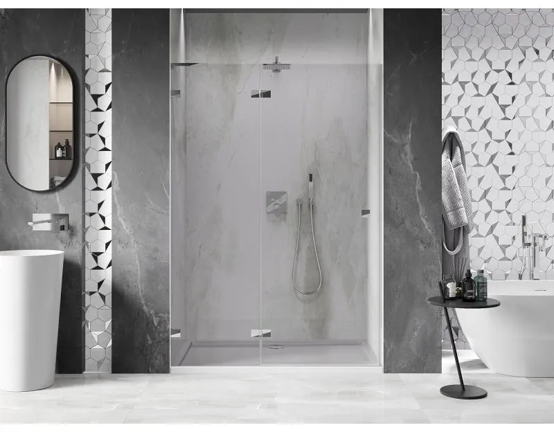 Mexen, Mexen Lunar L ľavé otočné sprchové dvere 140 cm, transparentné, chróm - 834L-140-000-01-00-L