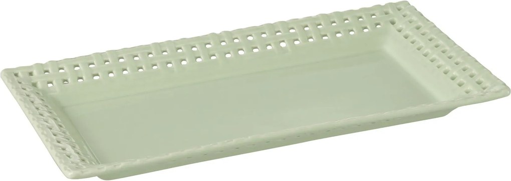 Zelený keramický servírovací podnos Hella Pastel Green - 32*17*3 cm