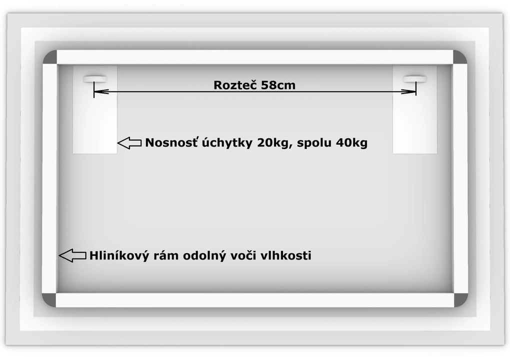 LED zrkadlo Moderna 90x60cm studená biela - wifi aplikácia