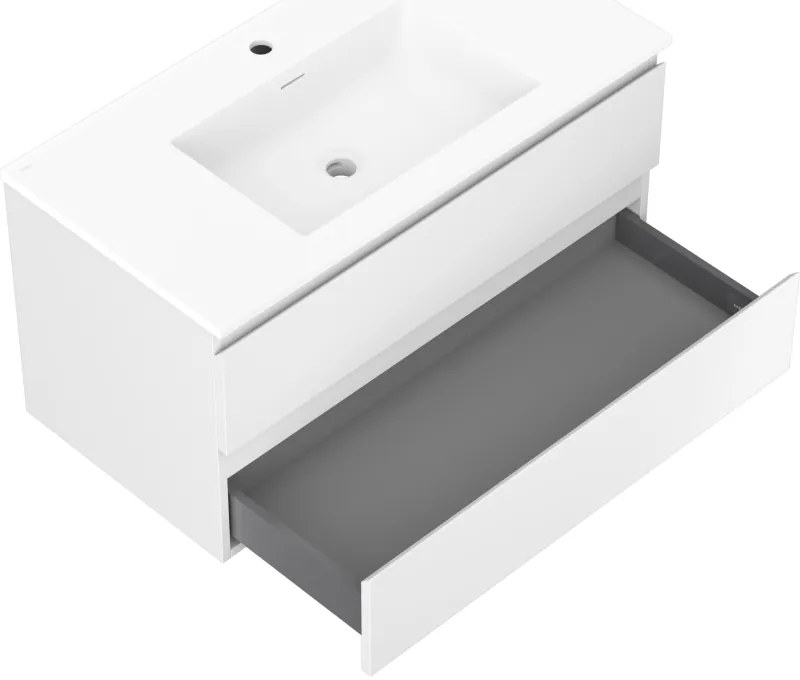 Mexen Orio, kúpeľňová skrinka 90 cm s umývadlom Otis, 2 zásuvky, biela matná, 91A10-09047-2-BFF01-W18M01