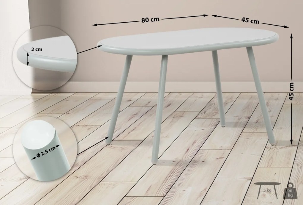 Konferenčný stolík Velva - v45 x 80 x 45 cm - Tyrkysová