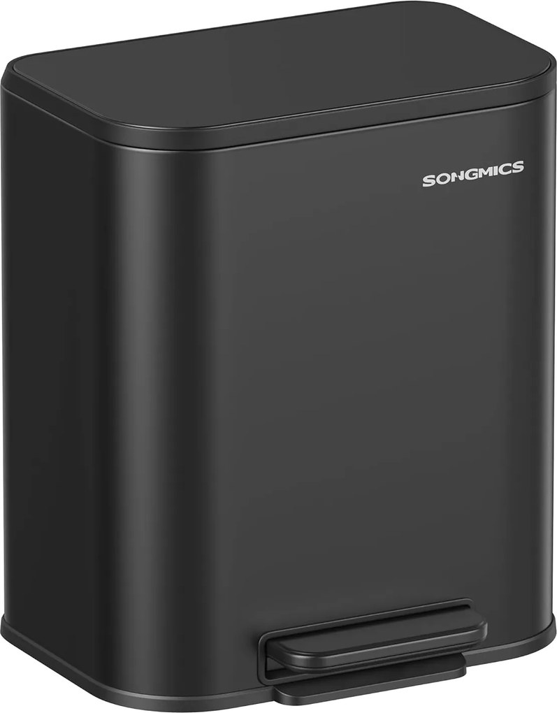 Kuchynský pedálový odpadkový kôš, 20 litrový oceľový kôš, atramentovo čierny