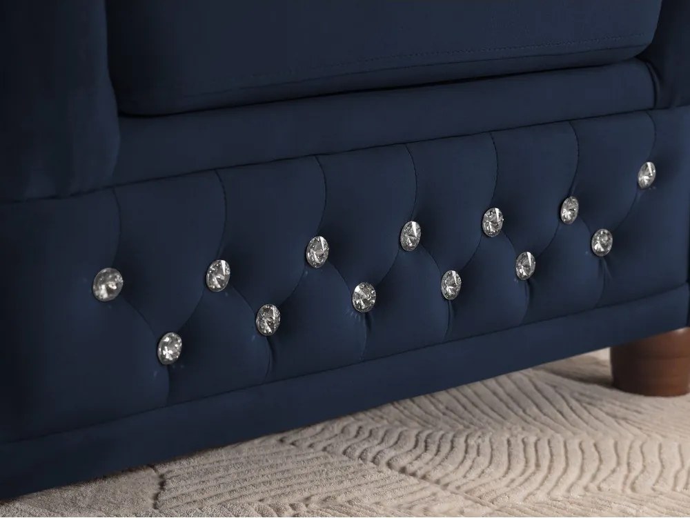 Modrá zamatová rozkladacia rohová pohovka (ľavý roh/do L) York Blik – Ropez