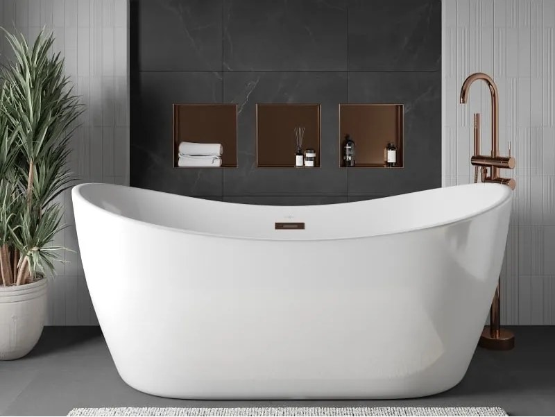 Mexen X-Wall-NR, polica na zapustenie bez príruby 30 x 30 cm, medená matná - 19C1303010