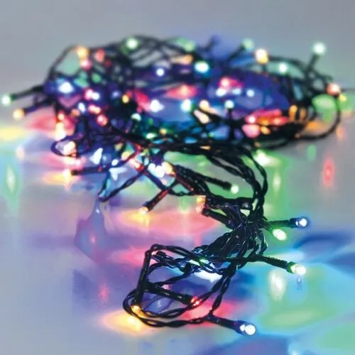 LED Vianočná vonkajšia reťaz farebná, 96x LED, 7 m, na batérie 3x AA, časovač, 7 m