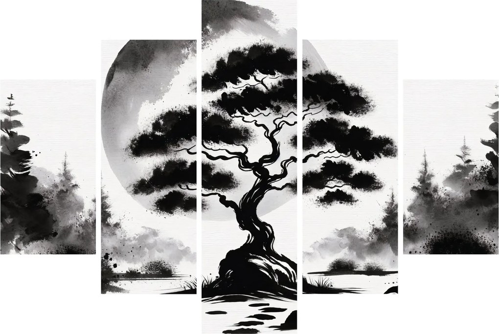 Obraz – Čiernobiela bonsai (150x105 cm)