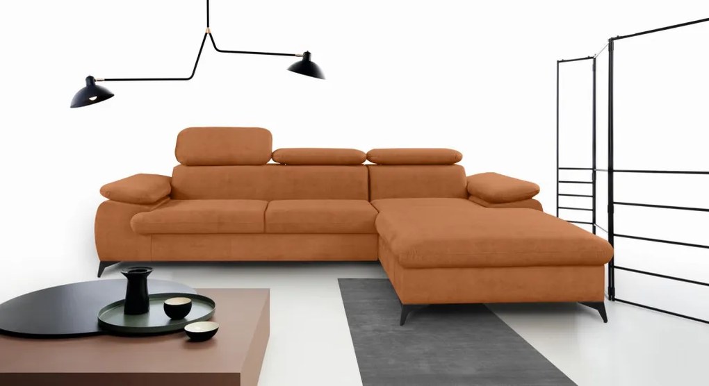 Rohová sedacia súprava Scala, hrdzavá látka, pravý roh