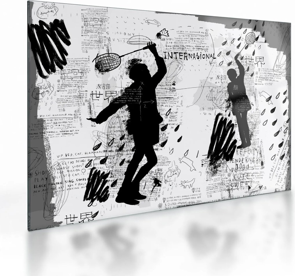 Sklenený obraz - Street art - rozruch (70x50 cm)