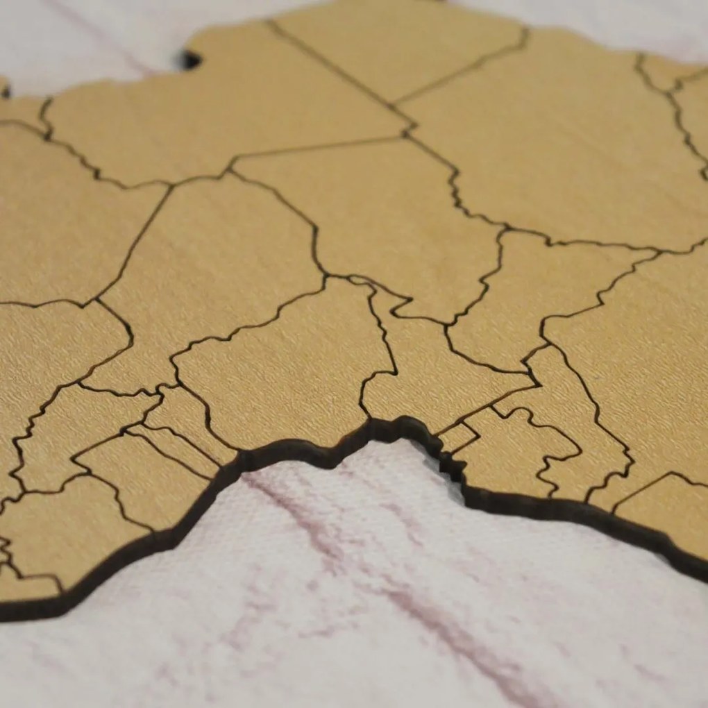 DUBLEZ | Drevená 3D mapa sveta s vyznačenými hranicami štátov | Obraz