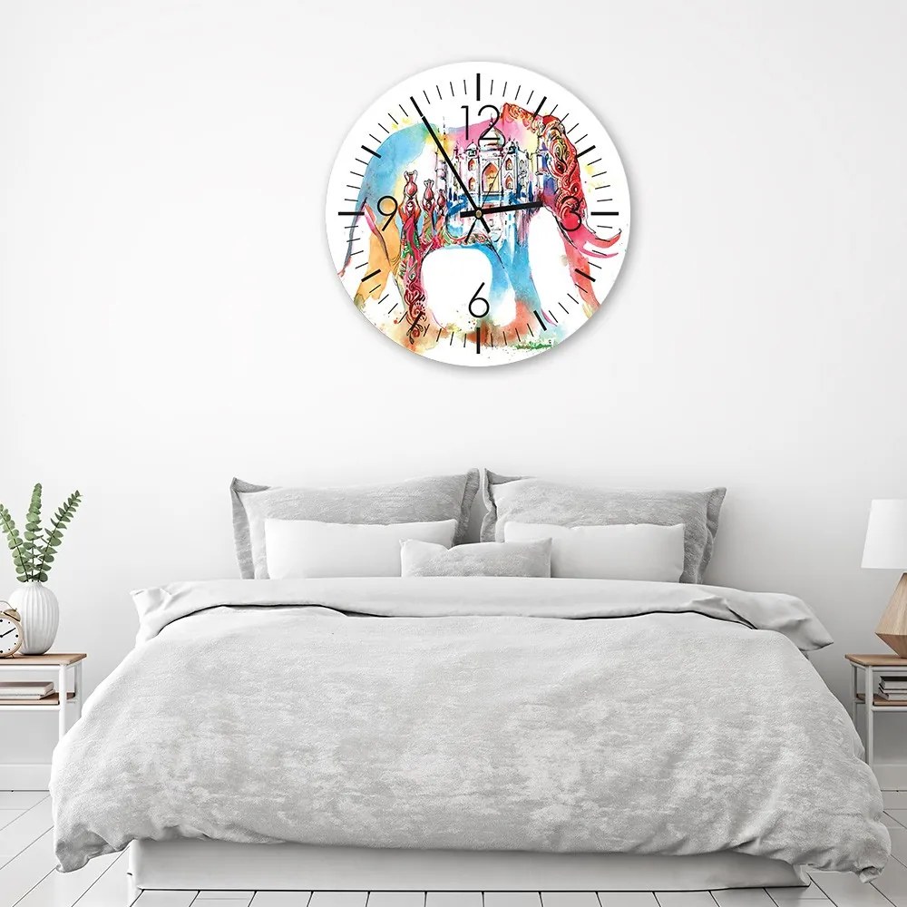 Gario Hodiny na stenu Farebný slon Rozmery: 80 x 80 cm