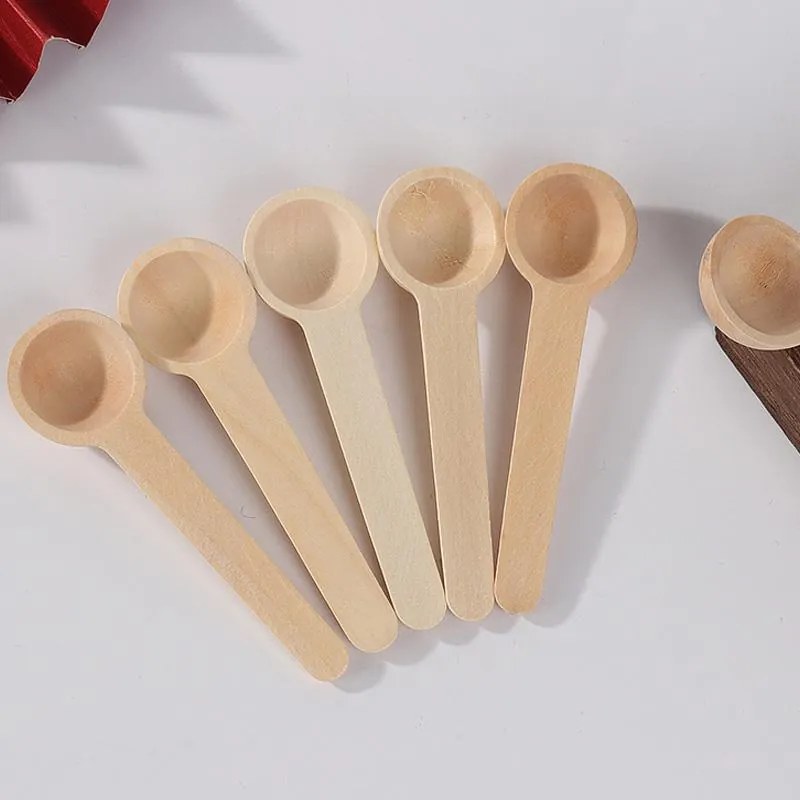 6 x Drevená naberačka na korenie, 6 ks lyžičiek do koreničiek, mini - 8 cm, buková