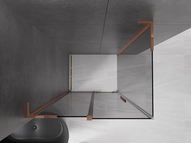 Mexen Velar L, sprchový kút s posuvnými dverami 100 x 70 cm, 8mm šedé sklo, ružové zlato, 871-100-070-43-60