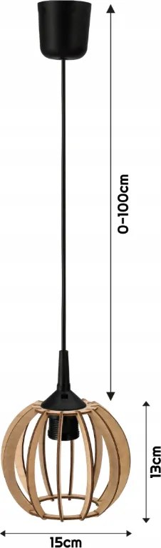 DREVENÁ LED STROPNÁ LAMPA ZÁVESNÁ E27 + KLIP + Nastaviteľná