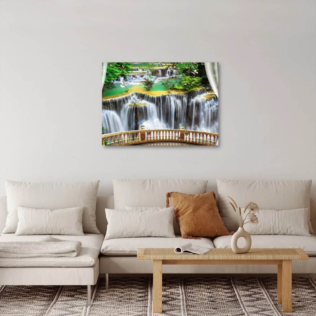 Obraz - Výhľad na kúzelné vodopády (70x50 cm)