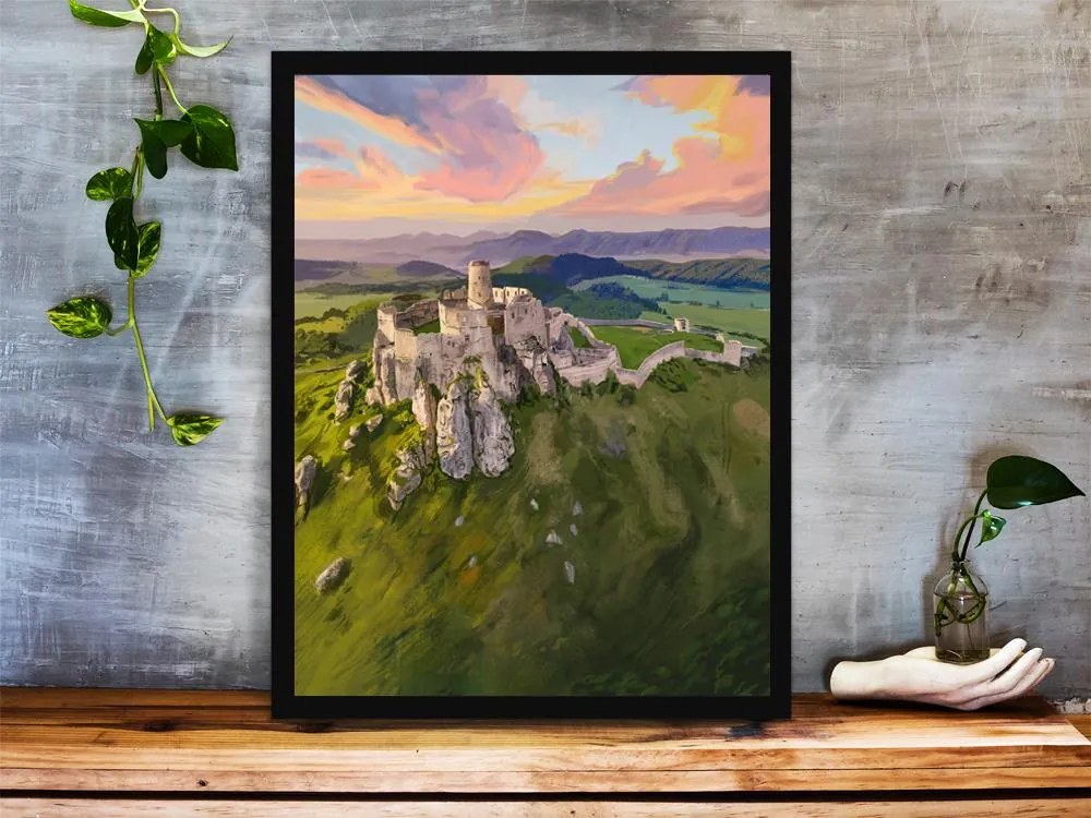 Poster Spišský hrad - Poster 50x70cm + čierny rám (71,8€)