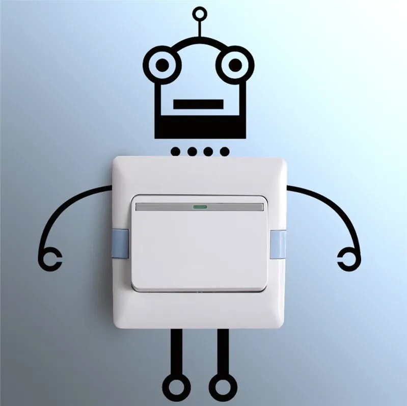10x10cm Robot - nálepka nad vypínač