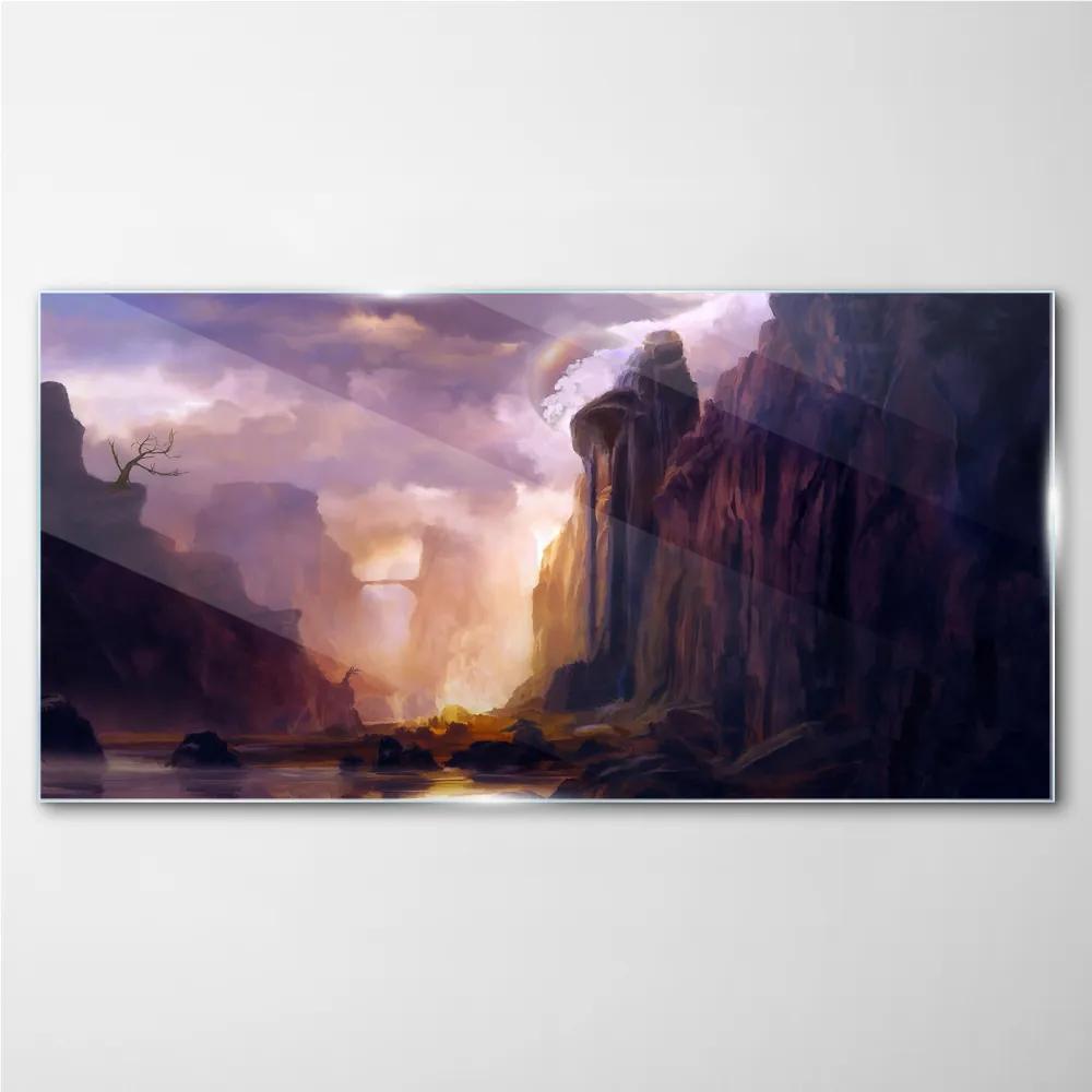 Skleneny obraz Abstrakcie hory mraky