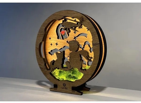 Li-Go 23634/DUB2 - LED stlmiteľná stolová dekorácia LED/12W/230V 20x22 cm dub