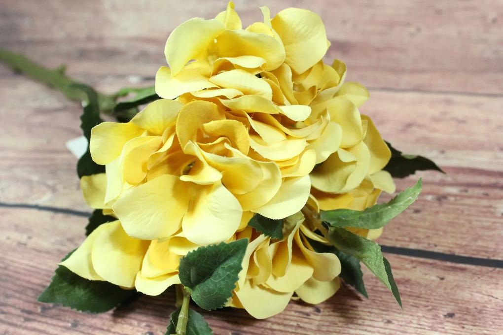 Umelá hortenzia - žltá (v. 48cm)