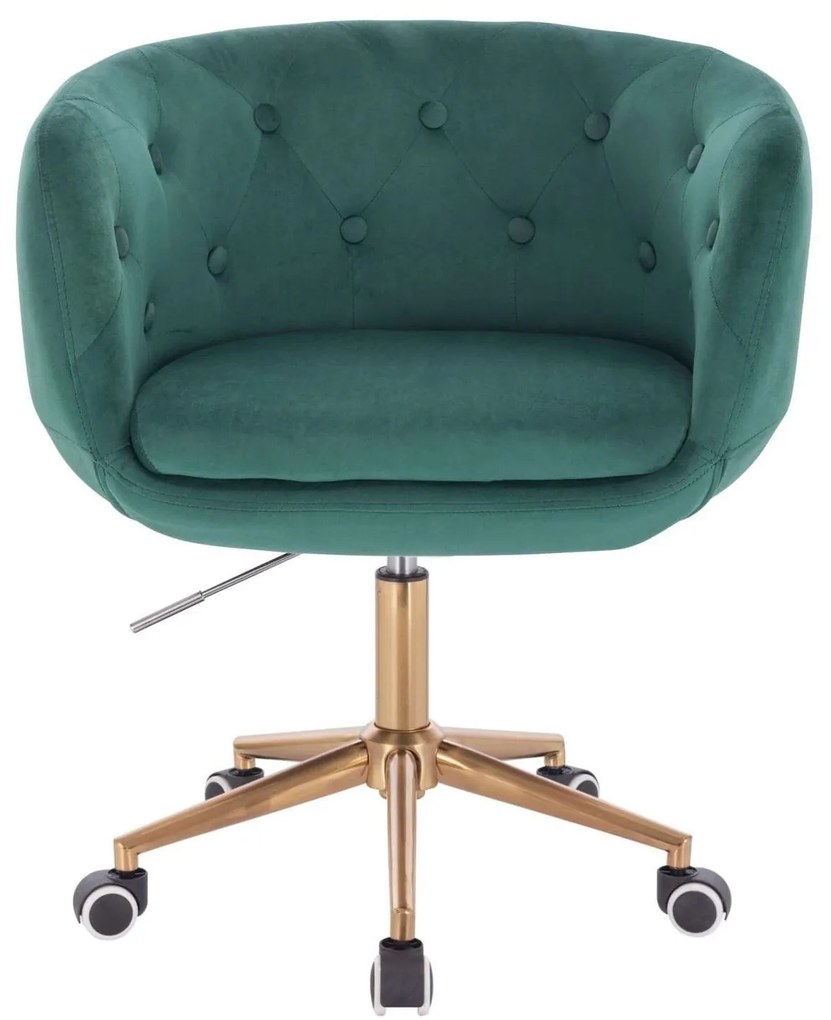 LuxuryForm DESIGN Kreslo MONTANA VELUR na zlaté podstave s kolieskami - zelené