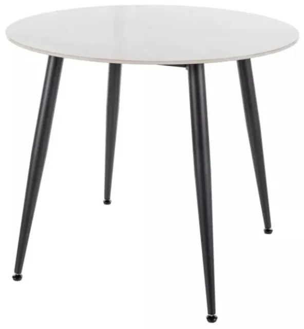 Okrúhly jedálenský stôl RION 90 cm s keramickou doskou, biely mramor