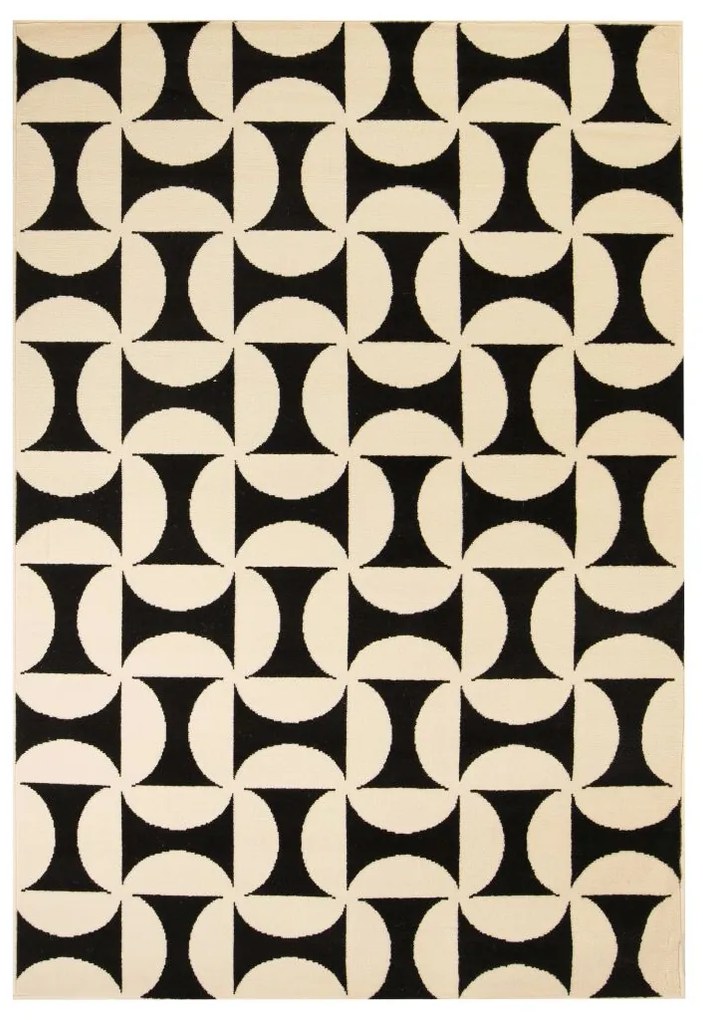 vidaXL Moderný koberec, geometrický dizajn, 140x200 cm, béžovo-čierny
